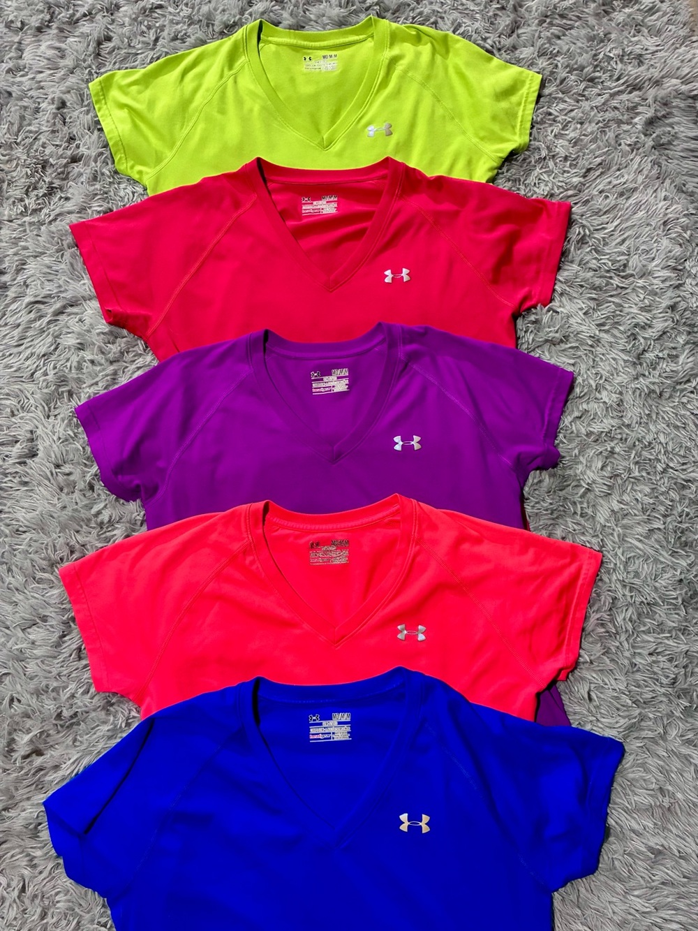NEW Lot 5 Under Armour running gym short sleeve shirts tees workout classic V